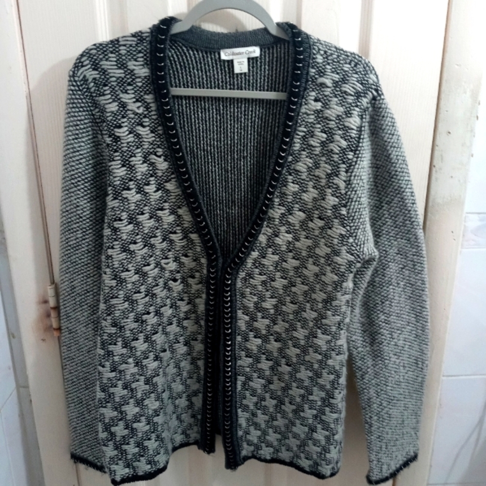 Coldwater Creek Alpaca Wool Blend Cardigan Sweater Women’s L 14 Gray Knit